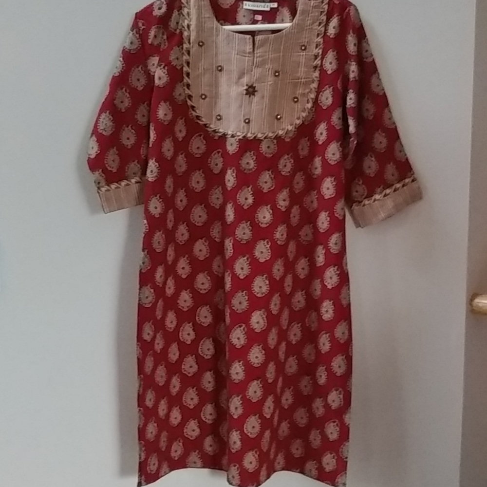 💐 Cotton Indian red kurti